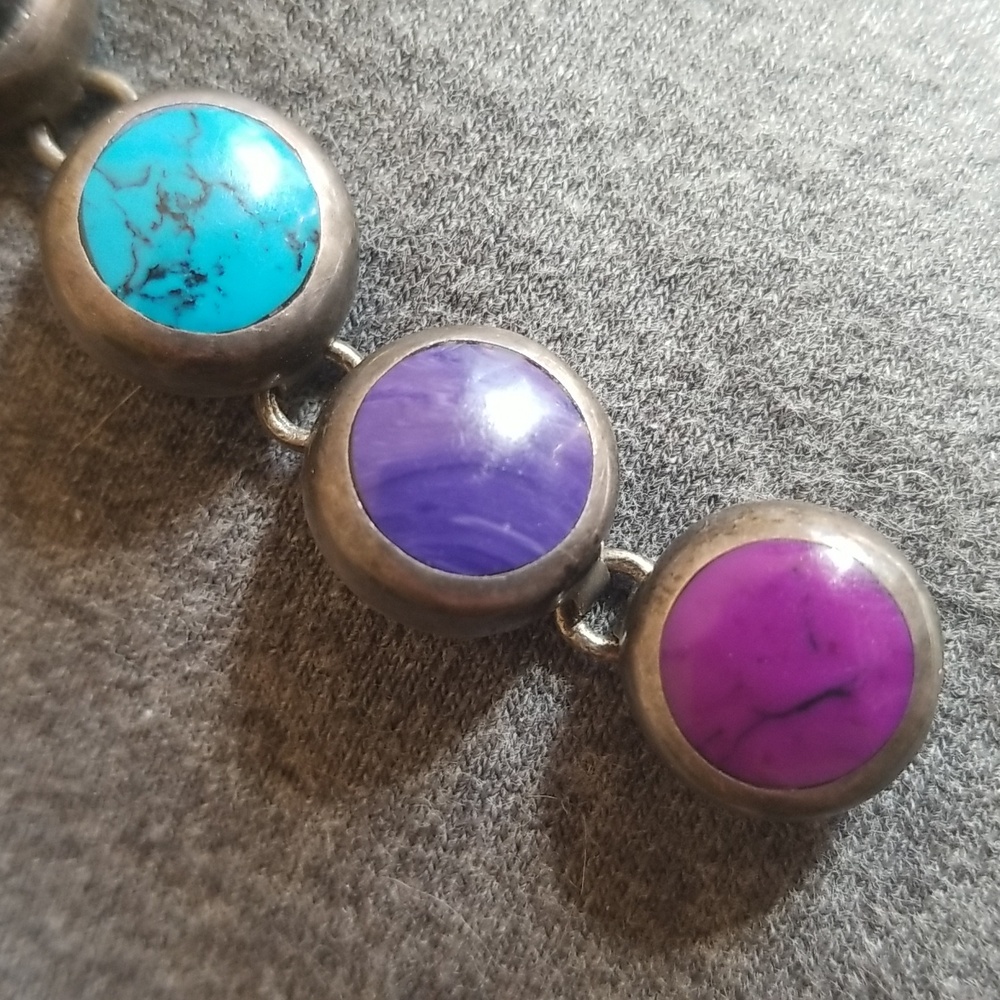 Exquisite Vintage Stone and 950 Silver Bracelet - Picture 3 of 7